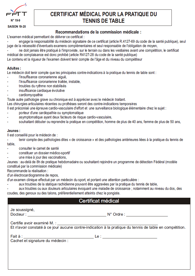 Certificat médical